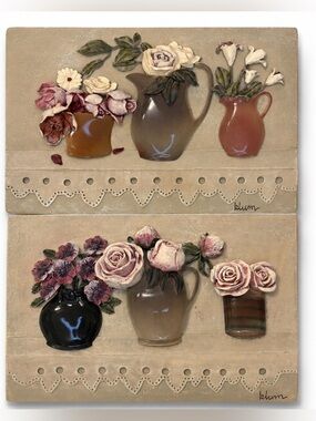Cheri Blum 3D Floral Wall Art Plaques Roses Romantic Decor Shabby Cottage